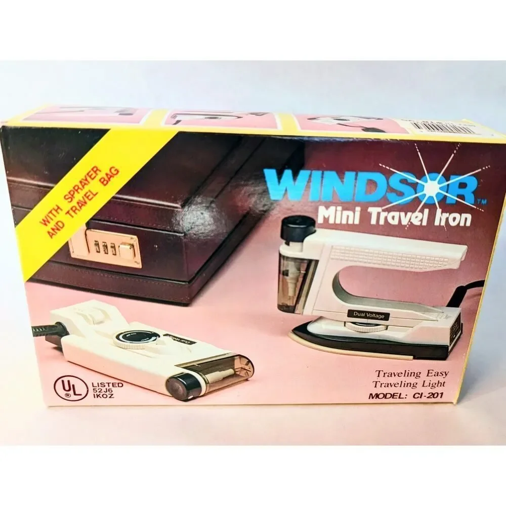 MCM Vintage Travel Prop Mini Travel Iron & Sprayer Windsor Dual Voltage CI-201
